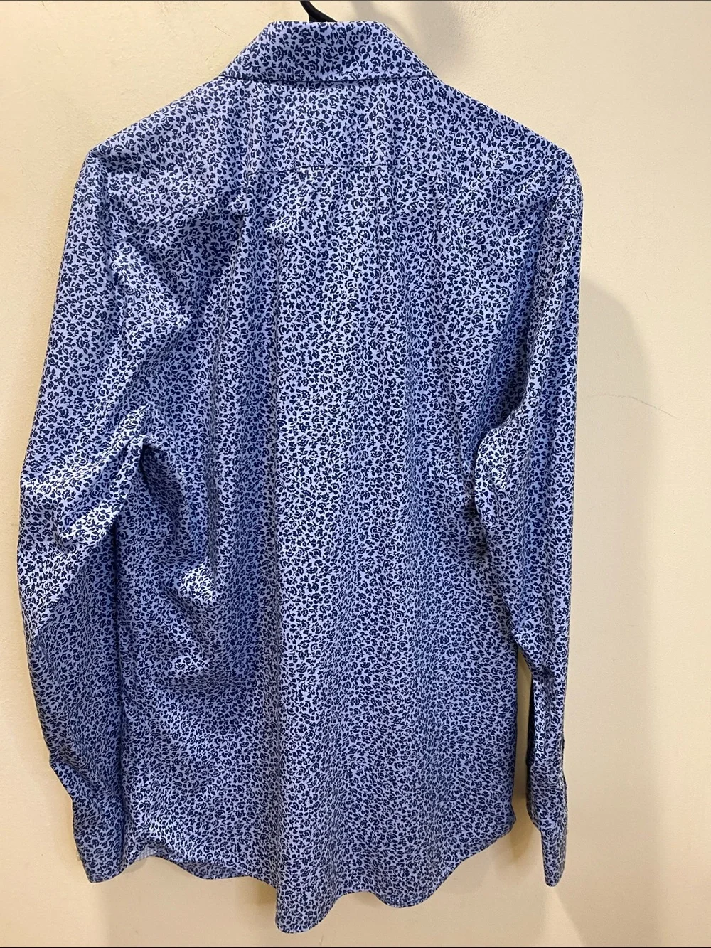 Banana Republic Blue Micro-Floral 100% Cotton Print Slim Fit Men's Dress Shirt M